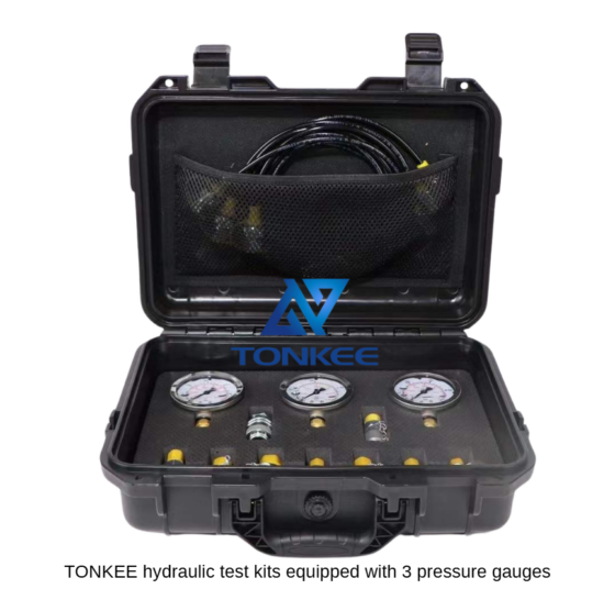 TONKEE hydraulic test kits equipped with 3 pressure gauges 9 pcs of universal adaptors